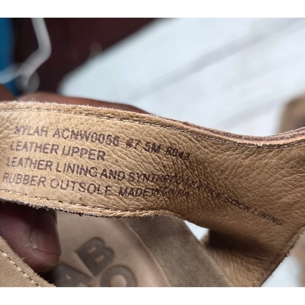 ABEO Nylah Wedge Sandal Platform Tan Leather Womens 7.5M Cork Buckle ACNW0056